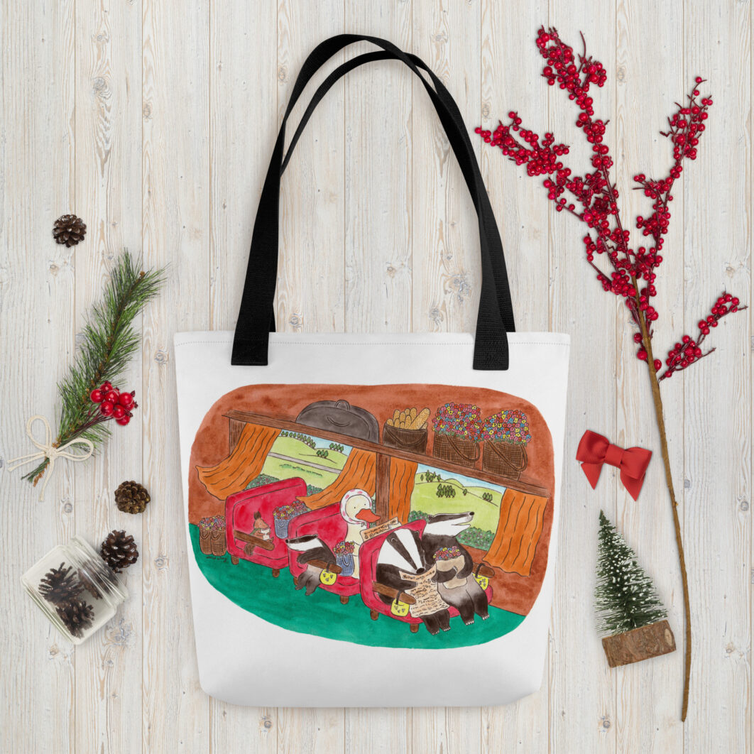 The badger family on board the train (tote bag) - Image 6